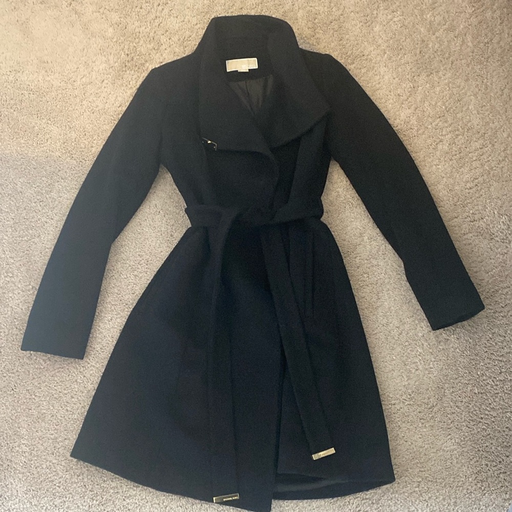 Michael Kors Long Black Peacoat